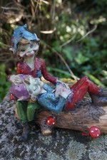 97276 A    COUPLE TRONC  FIGURINE  TROLLS PIXIES  LUTIN PIXIE ELFES FARFADET FEE