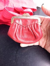 Porte Monnaie Wallet Rouge Ancien Cuir 