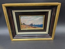 Tableau Camille Fauré Limoges "Plage de Brighton" post impressionniste émaux 