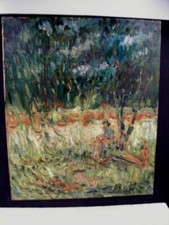 SOURDILLON Berthe (1895-1976)Belle Huile sur toile "Femme au jardin" Datée 1930 