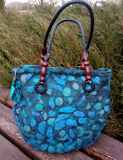 Sac feutré noir turquoise