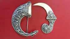 Ancienne Broche Khanjar Sabre Orientale En Argent Islamic Solid Silver Brooch