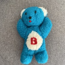 O/ Doudou Peluche Ours Bleu Et Blanc Butagaz B Rouge Vintage Hubert Angers