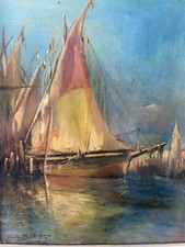 Peinture dite marine signée de Samuel Séeberger (1875-1897)  peintre côté
