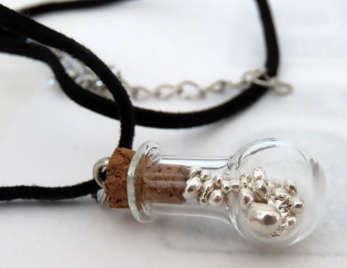 Pendentif bouteille verre - pendentif, en