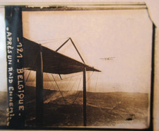 VUE AERIENNE AVION BELGIQUE RAID ENNEMI  PHOTO STÉRÉO PLAQUE VERRE GUERRE 14 18