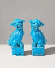 Paire de Chiens de Fô bleu -