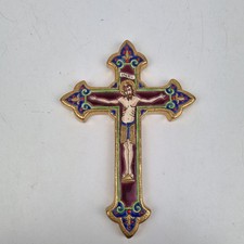 Crucifix, Émaux, Longwy, Decor, M.P Chevalier, Made In France, Christ, Dorure. 