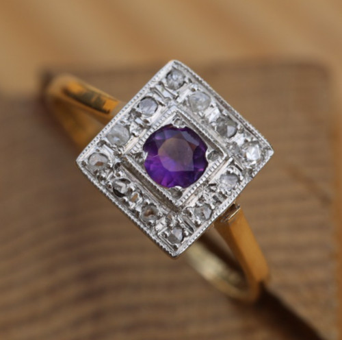 Bague carrée jaune 18ct - bague,