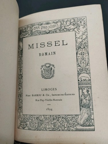 Missel romain 1894 limoges - missel,