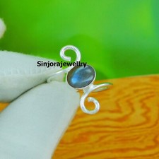 Bague cadeau fait main en argent sterling 925 pierre précieuse labradorite ta...