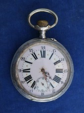 MONTRE A GOUSSET ARGENT Silver pocket watch -  76 MM - 15 RUBIS SPIRAL BREGUET