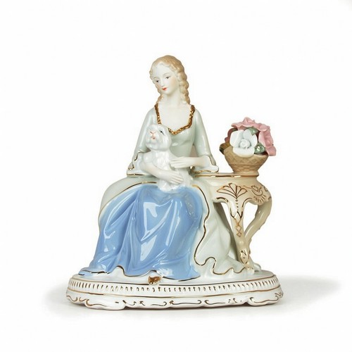Figurine femme avec agneau - figurine,