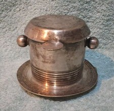 Ancienne XXème filtre à café, théière individuelle en métal argenté 