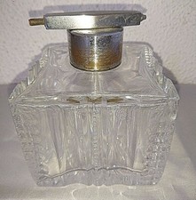 ANCIEN FLACON DE PARFUN VAPORISATEUR POIRE CRISTAL TAILLE et METAL ARGENTE 1900