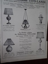 TITO LANDI lampe TITUS + cuisines Charles BLANC +  YARDLEY pub ILLUSTRATION 1928
