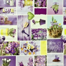 Nappe de Table en Toile Cirée Aime Crocus Printemps B4003-01 Carré Rond Oval