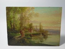 Ecole Impressionniste XIXème: Tableau peinture, "Promenade au Bois de Boulogne".