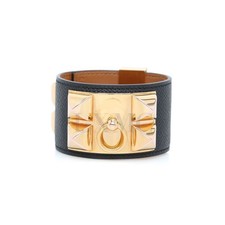 Hermes Bracelet Médor en Cuir Noir H500309 148387316