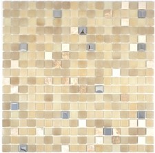 Pâte de Verre Beige Miroir Mosaïque Décor Mural Bain Wc 91-0214 10 Mosaikmatten