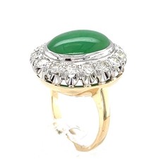 14K Bague or Jaune Avec Vert