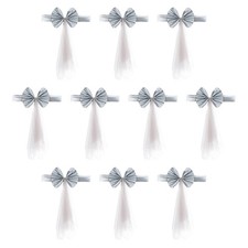 Extensible Satiné Chaise Écharpes Noeuds, 12 Paquets Chaise Banquet Argent Ton