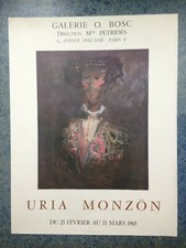 URIA MONZON 1965 AFFICHE LITHOGRAPHIEE ORIGINALE GALERIE O. BOSC PARIS 