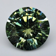 Pierre précieuse ronde certifiée VVS Forest Green 3,50 ct Moissanite brillant...
