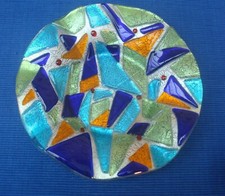 V49 A identifier Assiette Verre Inclusion Couleur Feuille Argent Murano Glass