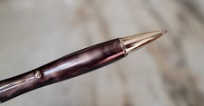 MAGNIFIQUE STYLO BILLE JEAN-PIERRE LEPINE EN RESINE MARRON MARBREE & CHROME