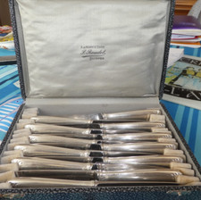 Boulenger coffret 12 couteaux à dessert métal argenté modèle régence Boulenger