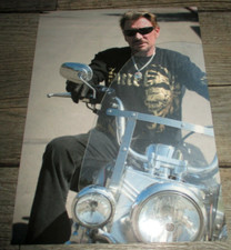 Johnny Hallyday & Limited access-Carte postale grand format Johnny 2000,BIKER