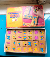 Vintage Jouet MAKO 28 Dominos en Bois Verni Animaux de la Ferme 1976