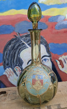 Carafe Verre Blason émaillé Lion debout ancienne