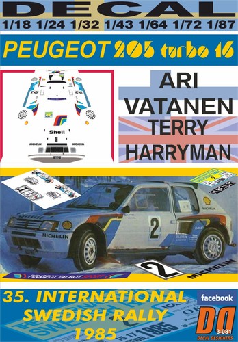 Decal peugeot 205 t16 - decal,