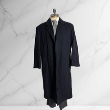 Manteau vintage Bleu Long Droits en Laine Et Cachemire Hommes - Taille 48 M