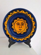 Céramique Maroc plat bleu Safi, assiette porcelaine Faience soleil  éthnique