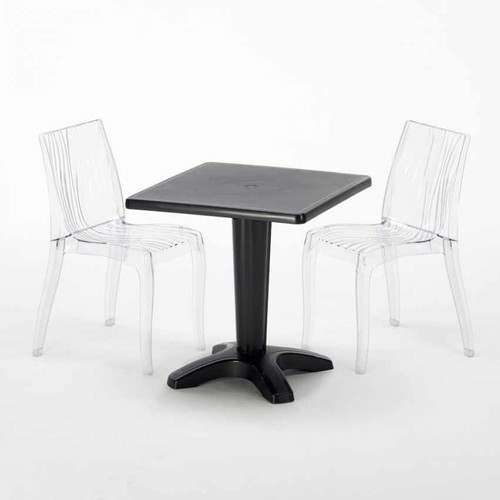 Table carrée noire 70x70cm - table,