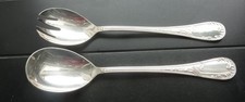 couverts à salade en métal argenté style Louis XV rocaille couvert vintage