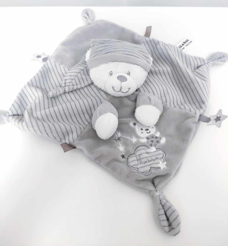 Doudou plat carré ours blanc - carré,