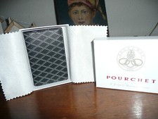 POURCHET porte-cartes toile enduite noir/bleu/blanc NEUF avec emballage