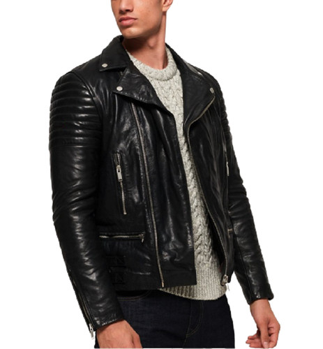 Veste cuir motard coupe slim