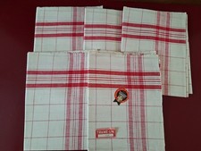 LOT DE 5 TORCHONS DE CUISINE, NEUFS, TRAME LIN CHOLET, 79 X 60 cm