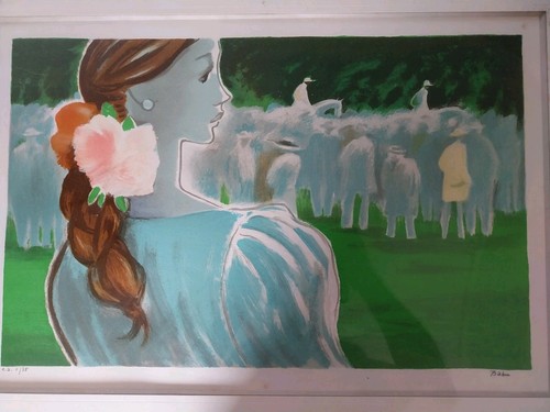 Lithographie course chevaux - lithographie,