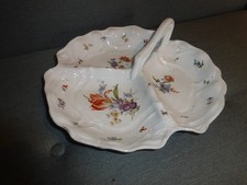 ANCIEN SERVITEUR PLAT MENDIANT PORCELAINE ART NOUVEAU L 30 CM 3 COMPARTIMENTS