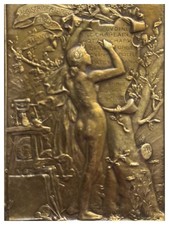 Médaille bronze " Femme nue qui rend un Hommage aux Graveurs " A LECHEVREL
