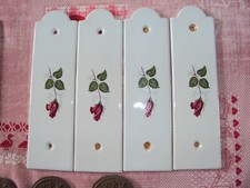 4 plaques de propreté porcelaine d'arras déco porte serrure floral fleur rose