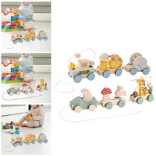 Train à tirer en bois, jouet éducatif et créatif pour enfants de 1, 2, 3 et 4