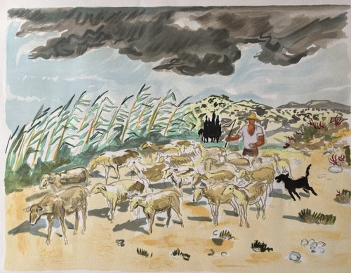 Troupeau dans les - le, alpilles