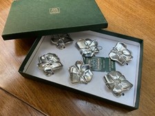 Etains du manoir, 6 porte-couteaux fleur dans leur emballage. Vintage.